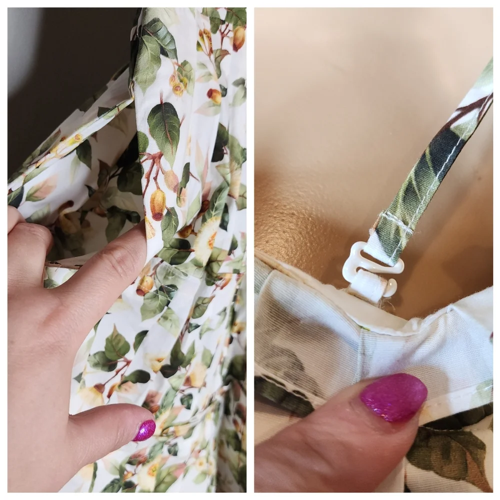 Floral Off-Shoulder Summer Dress in White and Green